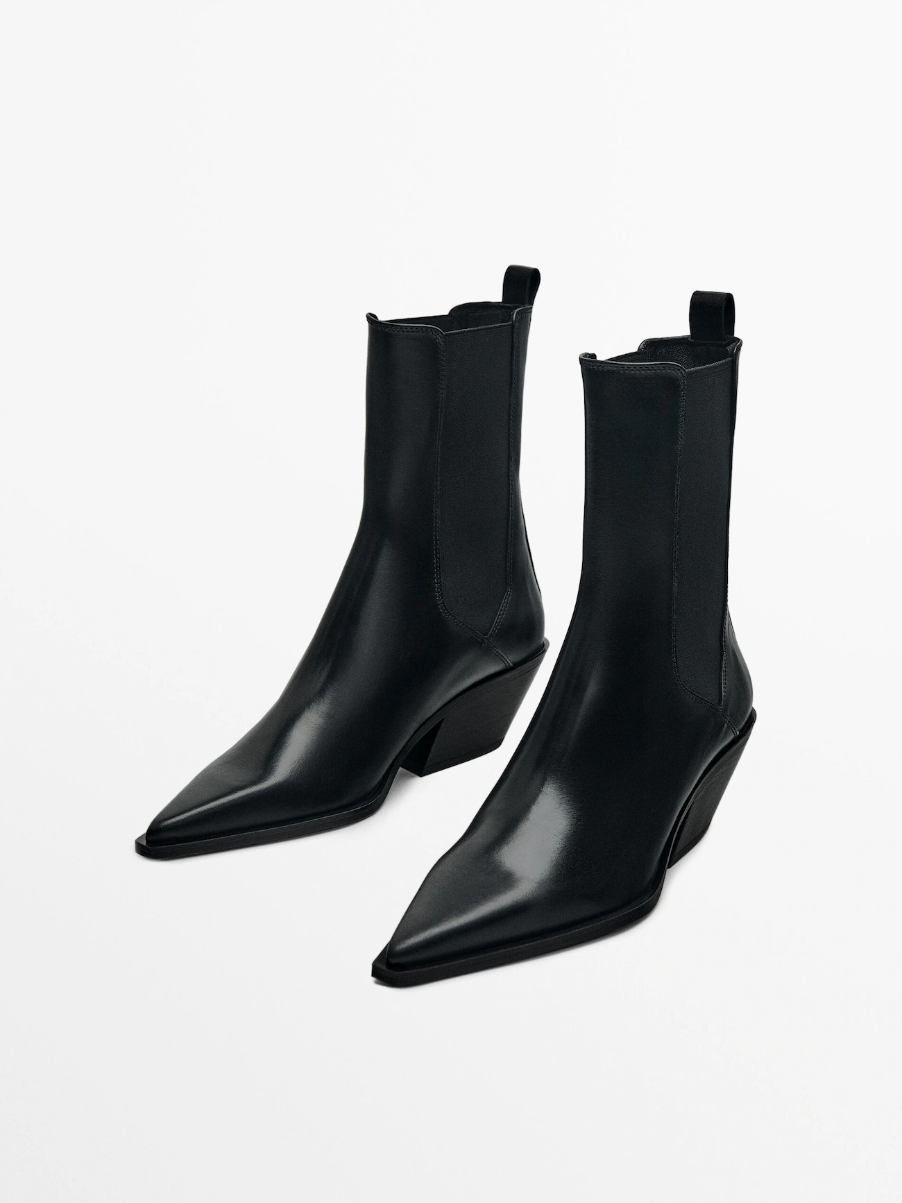 Lederstiefeletten mit Absatz | Massimo Dutti DE