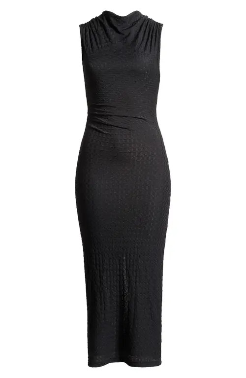 ASTR the Label Textured Cowl Neck Midi Dress in Black at Nordstrom, Size X-Large | Nordstrom