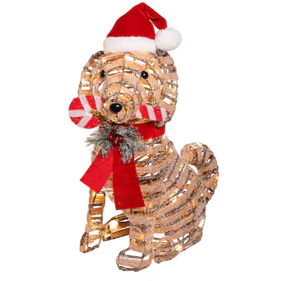 Holiday Living 24-in Freestanding Dog Yard decoration with White LED Lights Lowes.com | Lowe's