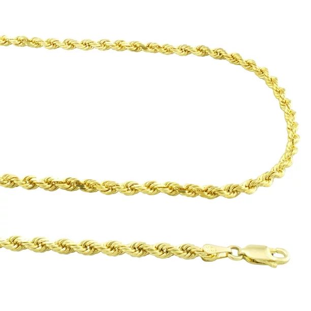 10k Yellow Gold 2.5mm Hollow Rope Chain Pendant Necklace Unisex, 16"- 30" - Walmart.com | Walmart (US)