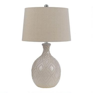 Harden Ivory Ceramic Diamond Table Lamps Set Of 2 | World Market