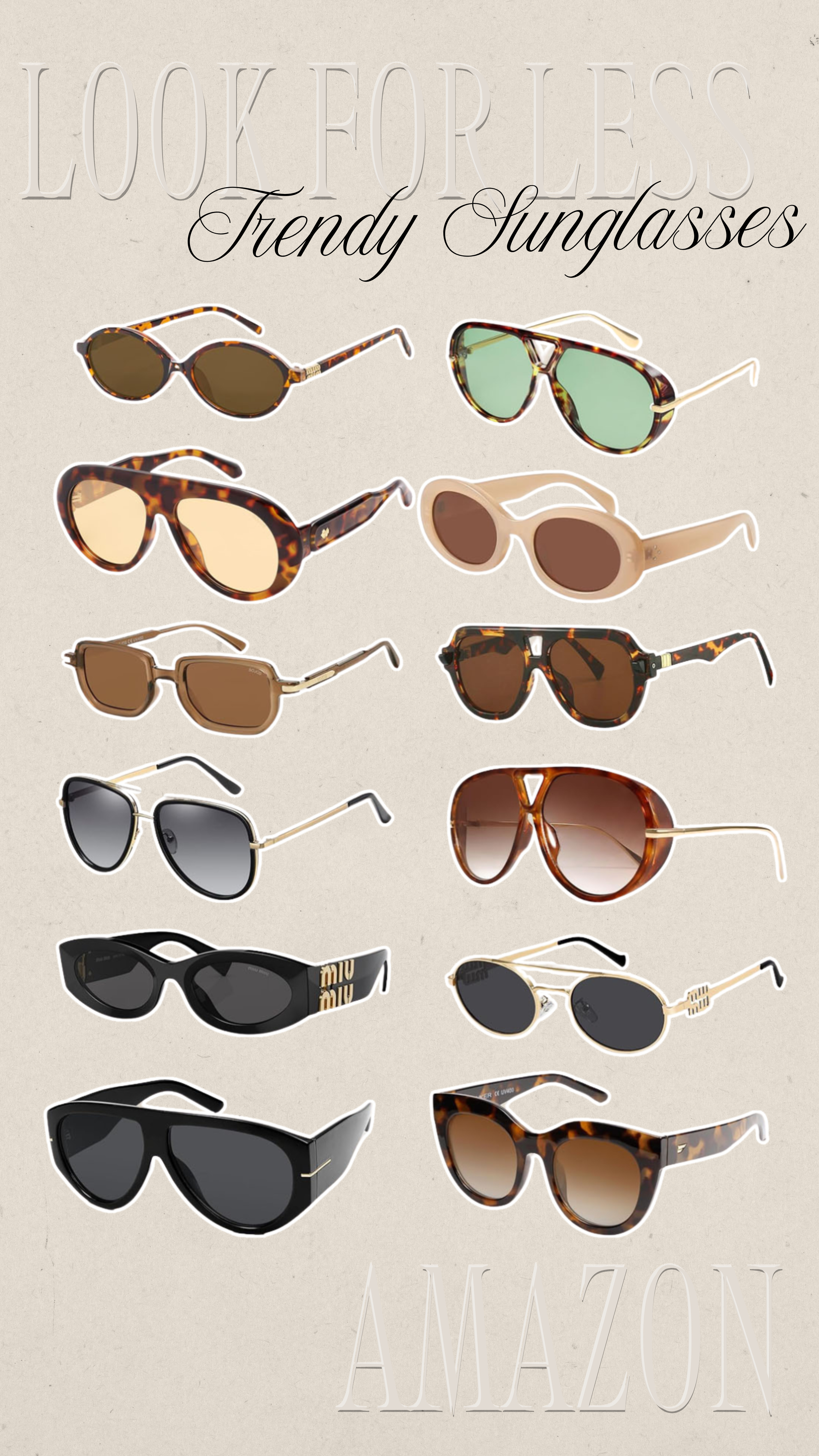 Look for Less Sunglasses | Trendy Sunglasses | Amazon Sunglasses | Designer Sunglasses Look for Less | Designer Sunglasses Save vs Splurge 

 #LTKSeasonal #LTKSaleAlert