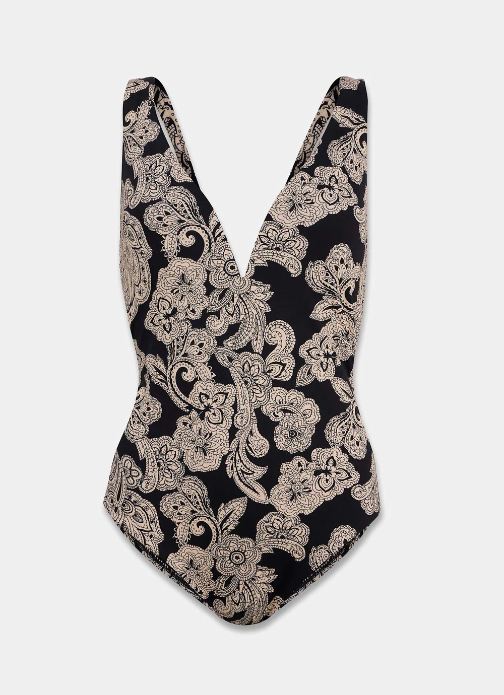 Black Print Plunge Swimsuit | Mint Velvet