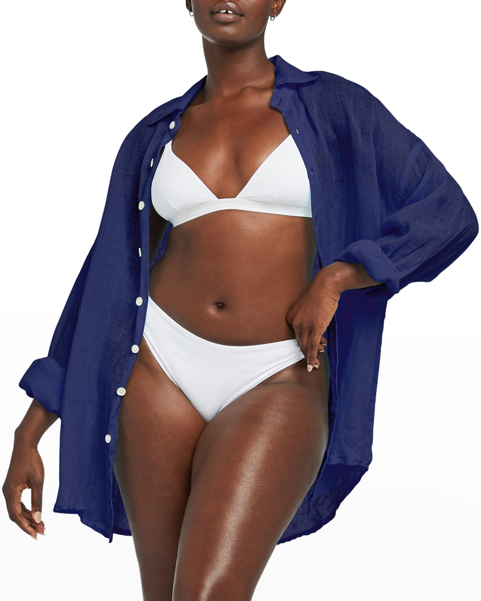 Playa Button-Front Coverup Shirtdress | Neiman Marcus