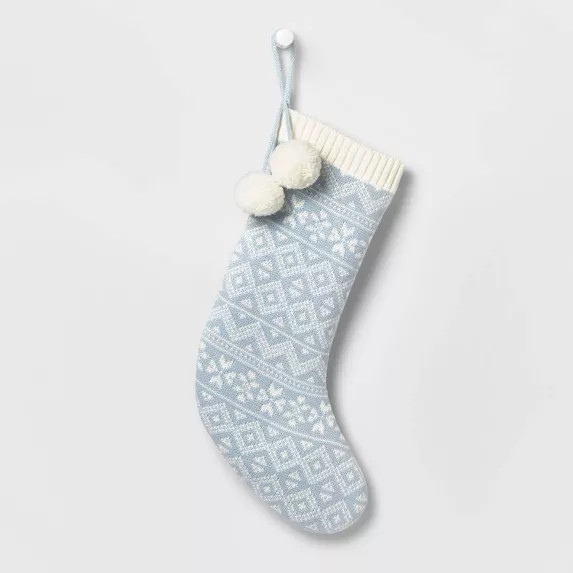 20" Fair Isle Knit Christmas Stocking with Pompoms - Wondershop™ | Target