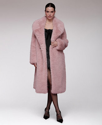Women's Oversized Fauxn Fur Long-Sleeve Trench Jacket | Macy's