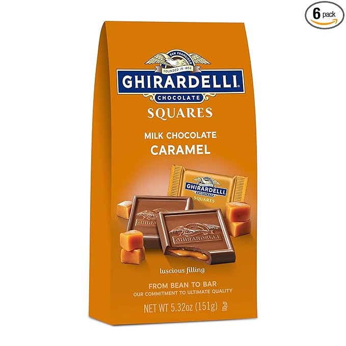 GHIRARDELLI Milk Chocolate Squares with Caramel Filling, Milk Chocolate Caramel Candy Squares, 5.... | Amazon (US)
