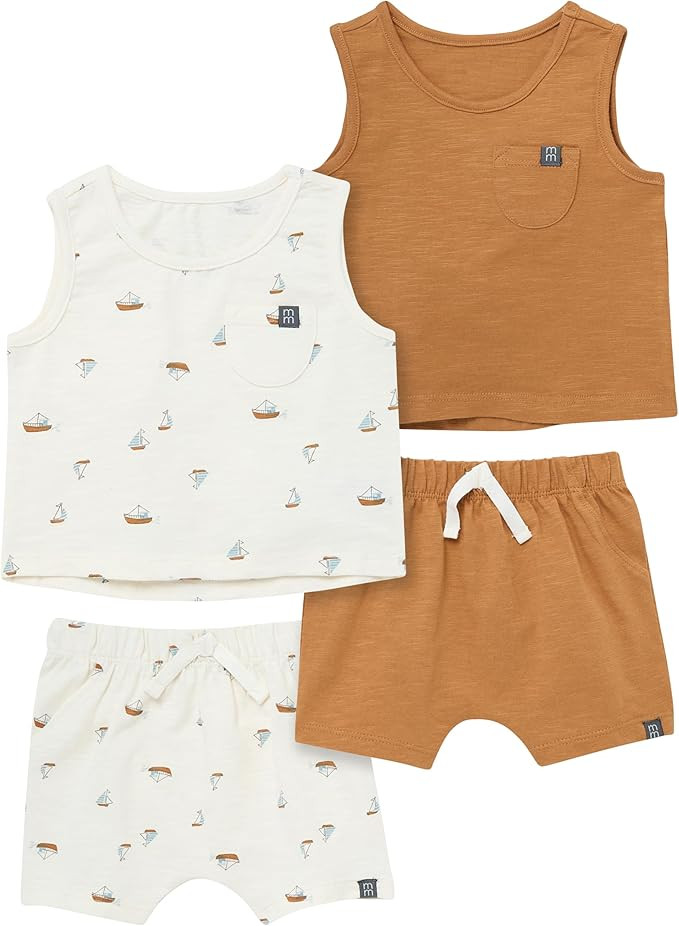 Modern Moments by Gerber Baby Boys' 4-pack Sleeveless Top & Short Set | Amazon (US)