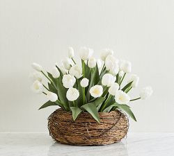 Faux Composed Tulips In Basket | Pottery Barn (US)