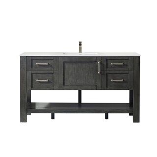 Grayson 60" Double Vanity in Rust black with Artificial Fine white stone countertop without Mirro... | Bed Bath & Beyond
