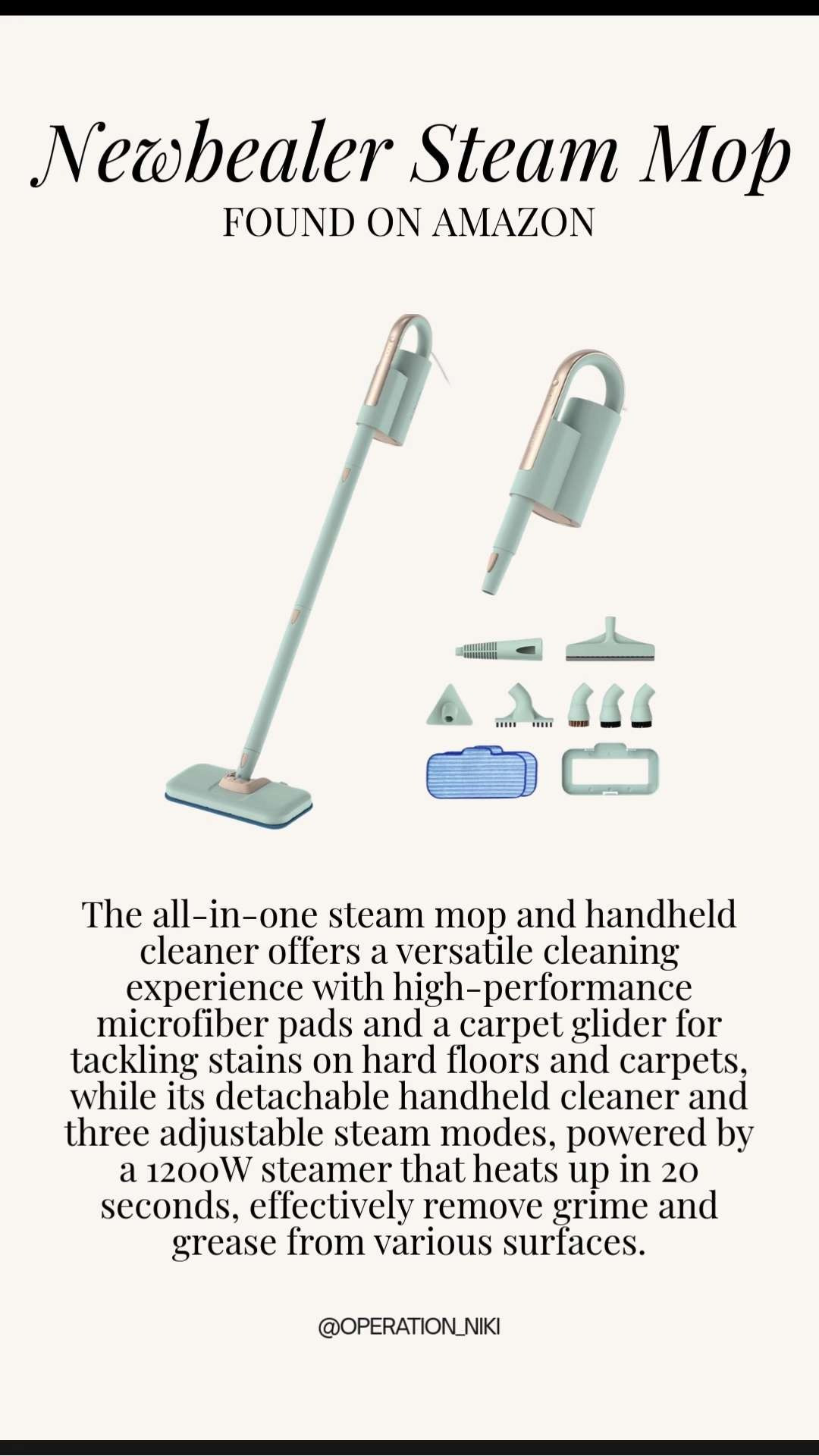 Deep clean your floors with the Newbealer Steam Mop from Amazon. 🧼✨ This spring cleaning essential uses the power of steam to lift stubborn dirt and sanitize your home without any harsh chemicals.

It is lightweight and easy to use on any sealed floor. Say hello to sparkling surfaces and a fresh home this season. 🌸🏠

Follow for more @OPERATION_NIKI on IG, TikTok, & Facebook

#SpringCleaning #AmazonFinds #SteamMop #Newbealer #CleanHome #HomeMaintenance #CleaningHacks #SpringClean #FloorCare #OperationNiki #AmazonHome 

 

#LTKHome