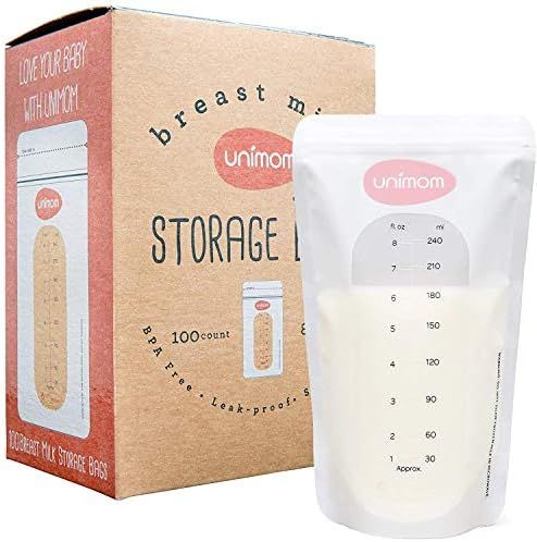 Unimom Breastmilk Storage Bags - 8oz – Zip-Top Leak Proof Closure - Self Standing, BPA Free, Pr... | Amazon (US)