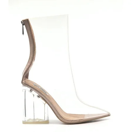 CAPE ROBBIN Crystal Glaze Womens Perspex Lucite Clear Pointy Toe Chunky Heel Ankle Boots Nude 6.5 | Walmart (US)