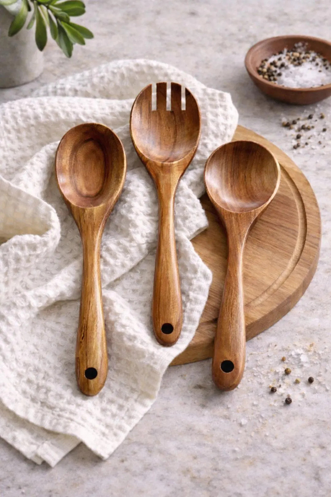 Teak Wooden Salad Spoons – 3 Piece Serving Set - Etsy | Etsy (US)