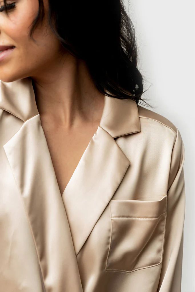 Luxe Lounge Silky Wrap Shirt | Gibson