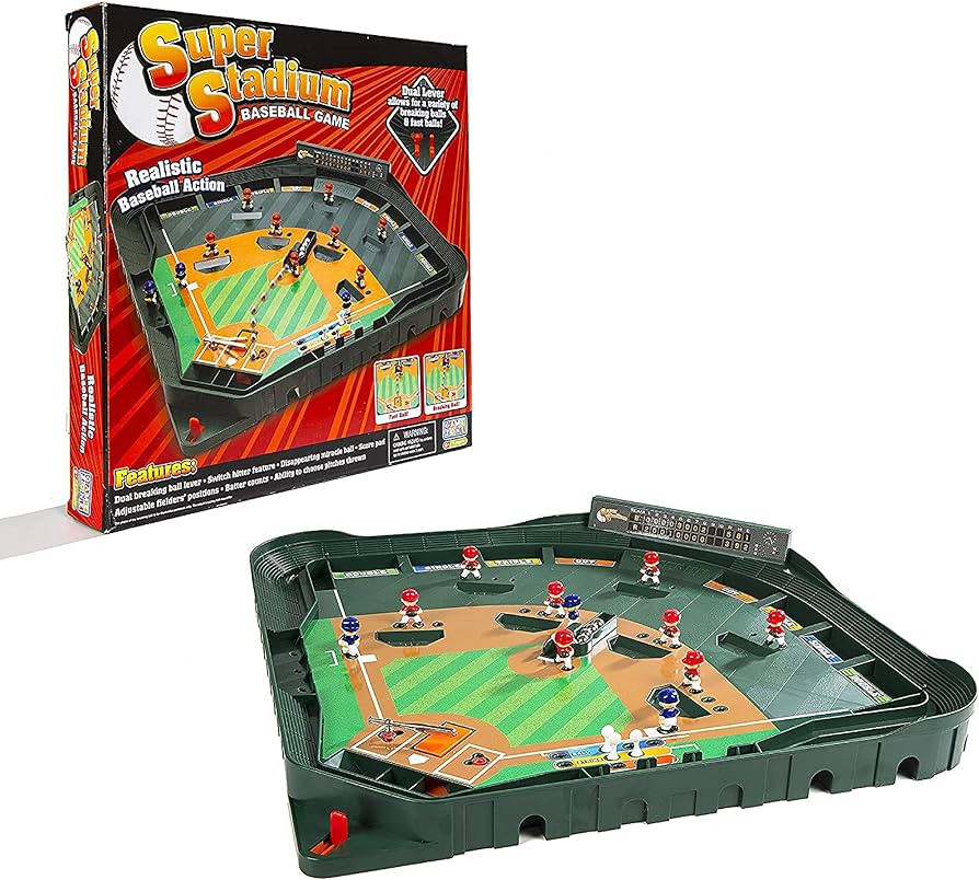 Game Zone Realistic Baseball Action Baseball Game               
Material: Plastic | Amazon (US)