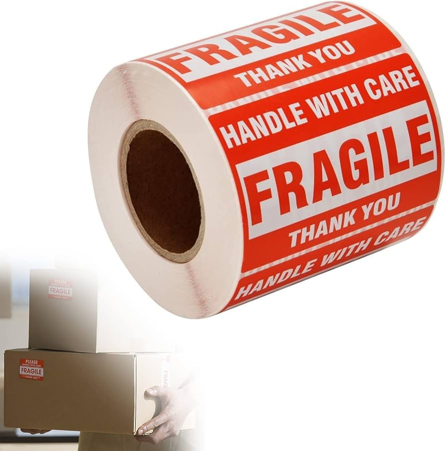 [1 Roll, 500 Labels] 2" x 3" Fragile Stickers Handle with Care Warning Packing/Shipping Labels - ... | Amazon (US)