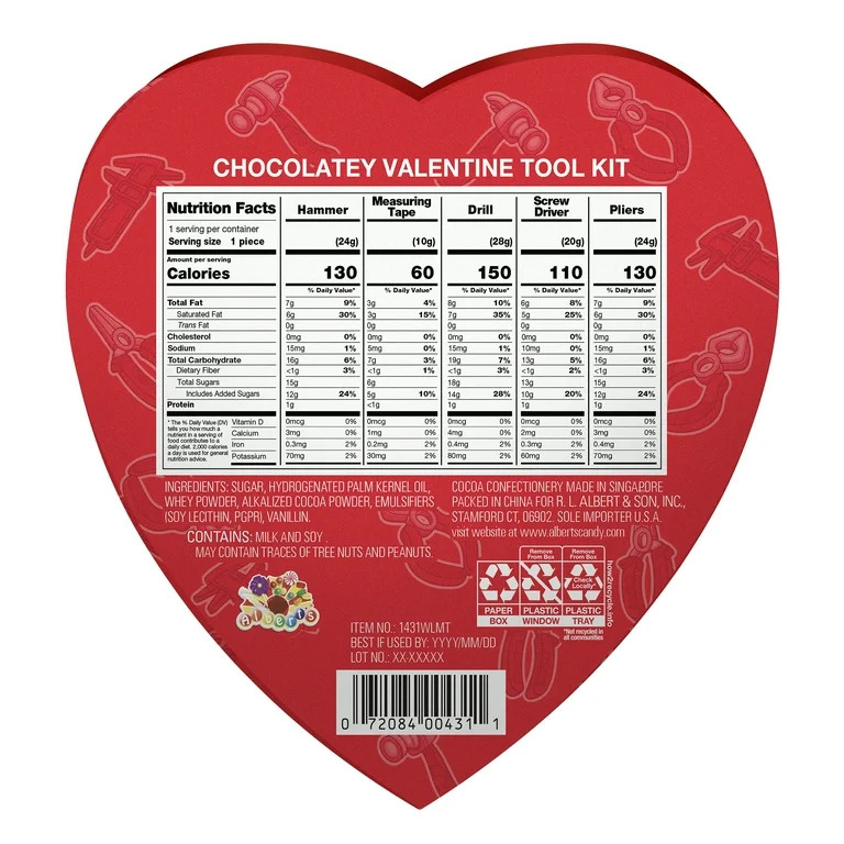Albert's Candy Toolbox Heart Candy, Valentine's Day Gift, Tool-Shaped Chocolates | Walmart (US)
