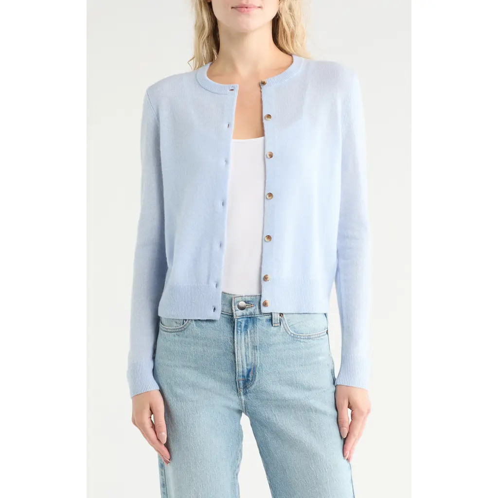 Nordstrom Crewneck Cashmere Cardigan in Blue Zen at Nordstrom Rack, Size X-Large | Nordstrom Rack