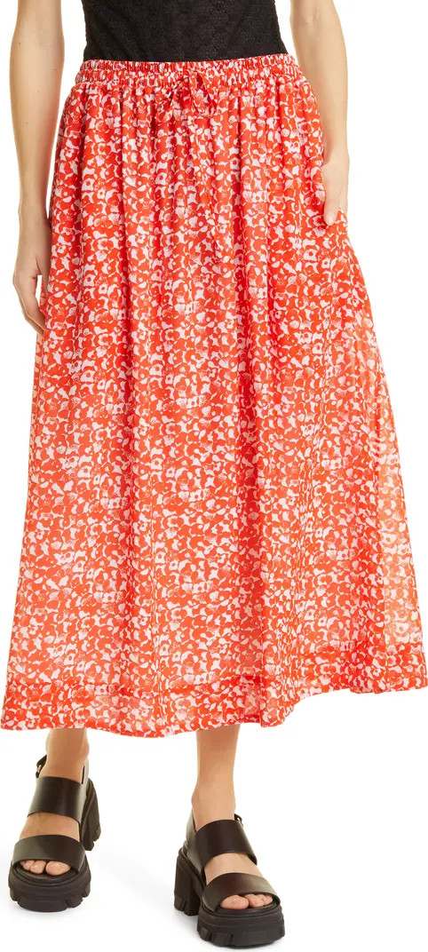 Ganni Print Light Crepe Pull-On Midi Skirt | Nordstrom | Nordstrom
