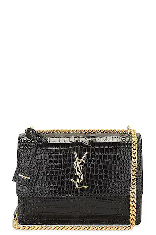 Saint Laurent Medium Sunset Chain Bag in Noir - Black. Size all. | FWRD 