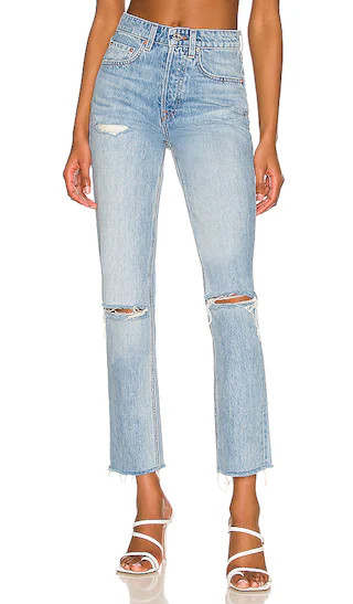 Karolina High Rise Straight Crop in Point Loma | Revolve Clothing (Global)