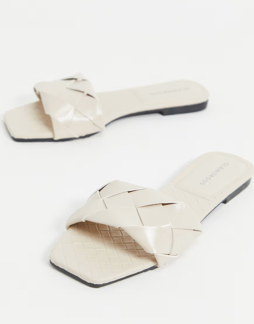 Glamorous woven flat slides-White | ASOS (Global)