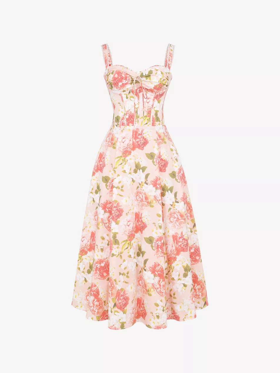 Rosalee floral-print stretch cotton-blend midi dress | Selfridges