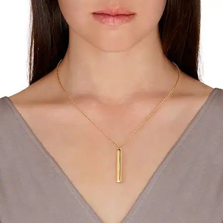 Engravable Vertical Square Gold Name Bar Necklace | Eve's Addiction Jewelry