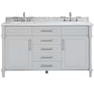 Home Decorators Collection Aberdeen 60 in. W x 22 in. D x 34.5 in. H Bath Vanity in Dove Gray wit... | The Home Depot