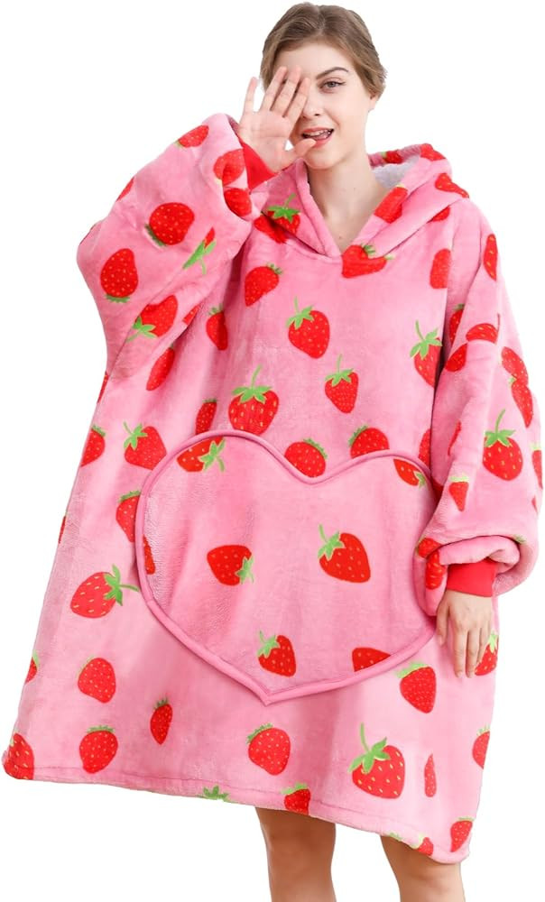 Wearable Blanket Hoodie, Women Oversized Fluffy Hoodies Blanket,Warm Cozy Sherpa Sweatshirt Gift,... | Amazon (US)