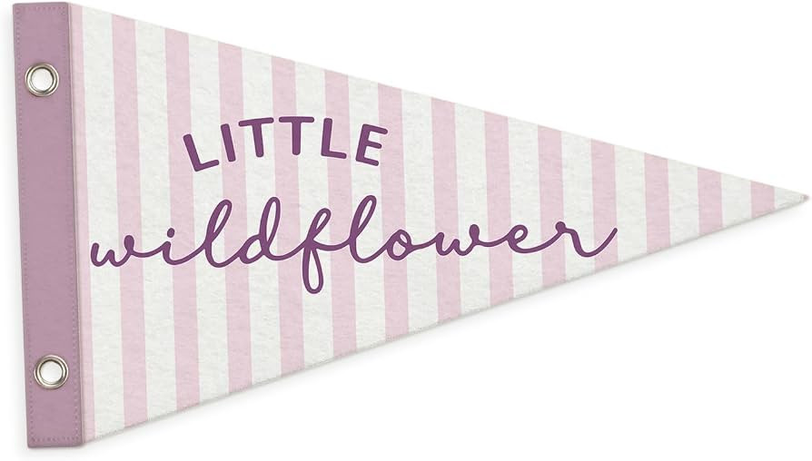 Wildflower Nursery Decor Pennant Felt Banners Flags,Pennant Girls Room Decor,Preppy Purple Stripe... | Amazon (US)
