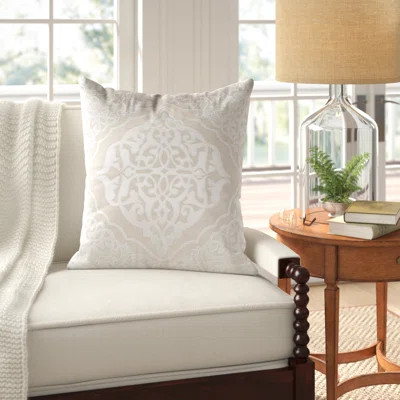 Hazen Linen Damask Throw Pillow Cover Size: 22" x 22" , Color: Neutral | Wayfair North America