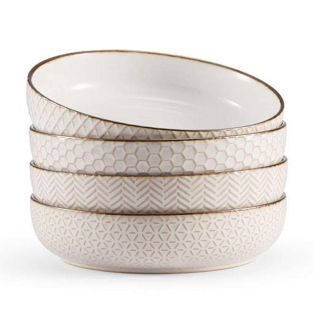 Kook Ceramic Pasta Bowls, 40 oz, Set of 4, Cream/Copper, Narbonne Collection - Walmart.com | Walmart (US)