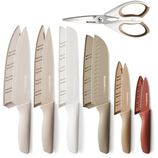 Astercook 7 Pieces Kitchen Knife Set, Knives Set with Anti-Rust Coating, Stainless Steel Chef Kni... | Walmart (US)