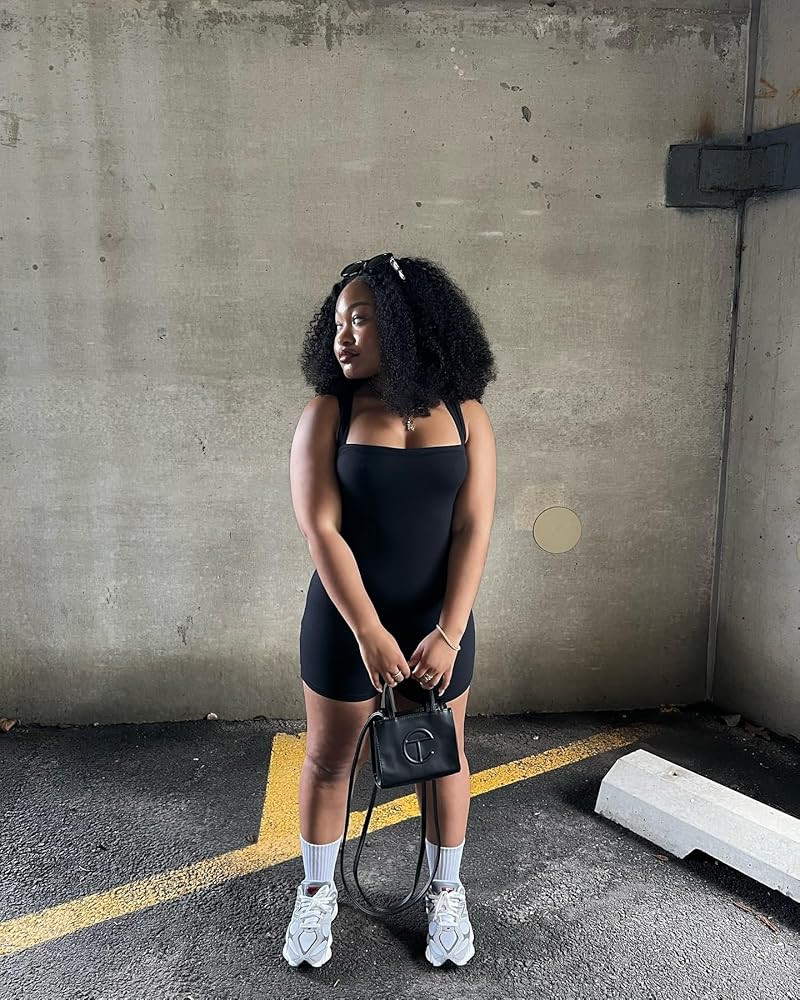 Sunzfly Athletic Romper Women Buttery Soft Workout Jumpsuit Scrunch Shorts Square Neck Bodysuit O... | Amazon (US)