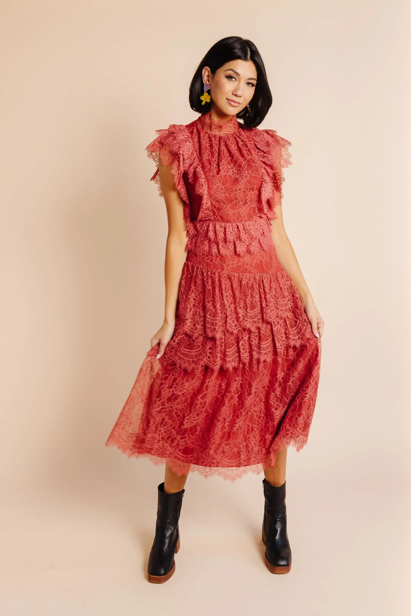 Lace Occasion Dress - Rust | Rachel Parcell