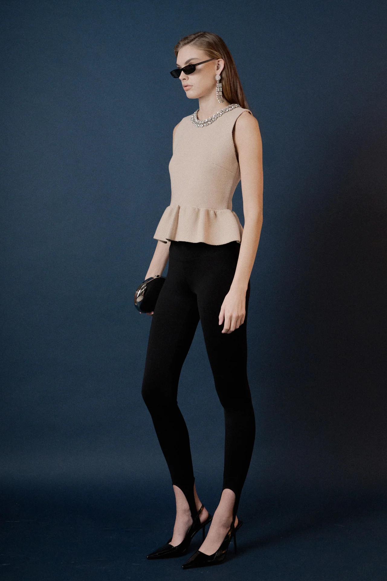 Jewel Trim Neck Peplum Knit Top | Endless Rose
