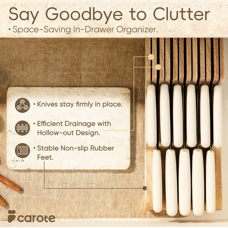 Carote 12Pcs Knife Set, Stainless Steel Knife Set with Drawer Store Organizer,Ultra Sharp & Rust ... | Walmart (US)