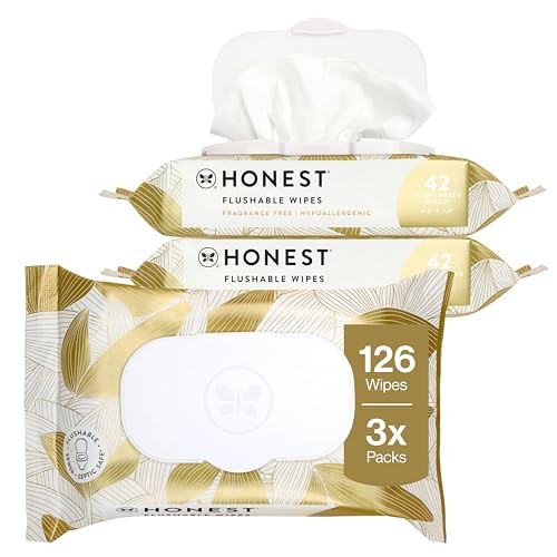 The Honest Company Hypoallergenic Flushable Wipes for Sensitive Skin, Gilded Wings, 126 Count | Amazon (US)