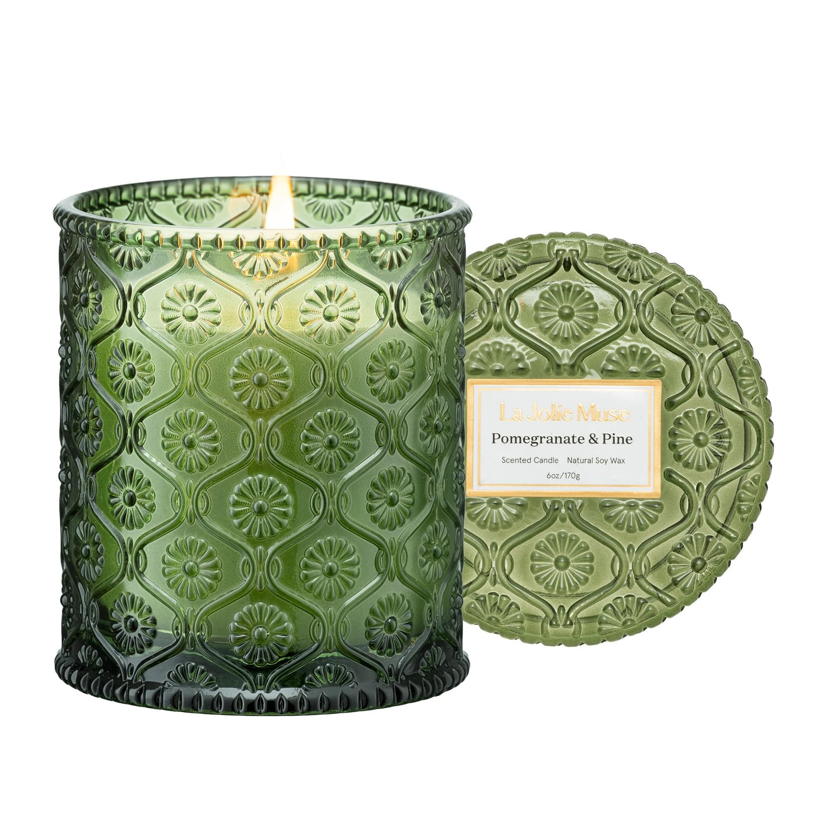 LA JOLIE MUSE Christmas Candles, Pine & Pomegranate Candle -Lemon, Pomegranate & Pine | 6 oz Natu... | Amazon (US)