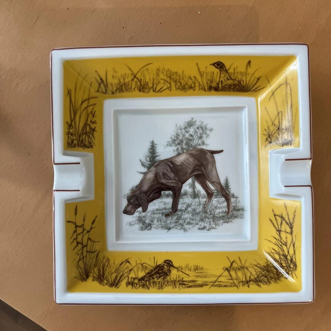Hermes Ashtray Dog Accessory Tray German Pointer Animal Porcelain No Box Used | eBay US