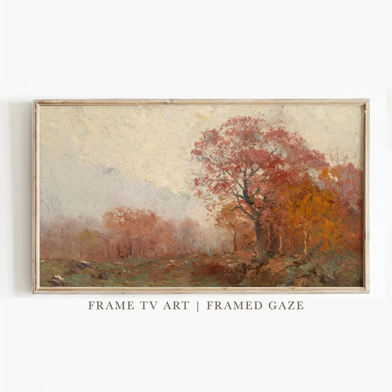 Samsung Frame TV Art | Golden Autumn Landscape Painting (Digital Download) | Etsy (Global)