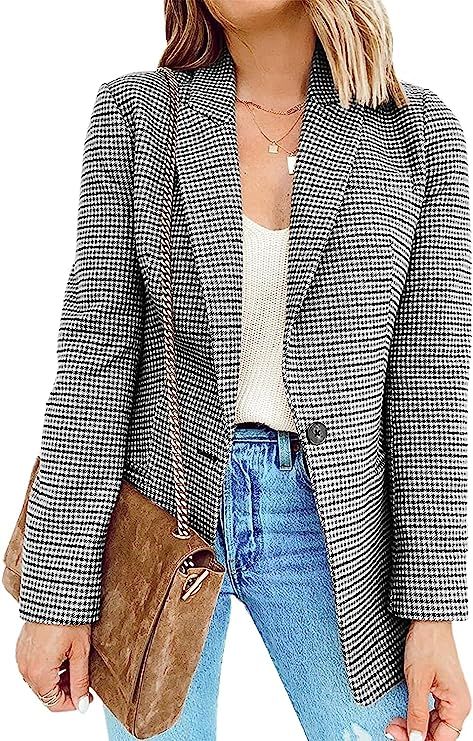 Cicy Bell Women's Long Sleeve Casual Blazer Open Front Business Work Office Blazer Jackets | Amazon (US)