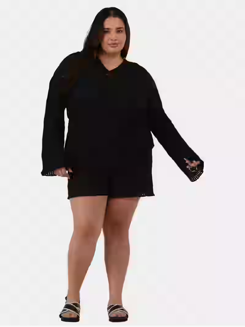 Time and Tru Women's and Women's Plus Cotton Macrame Hoodie Coverup, Sizes XS-2X - Walmart.com | Walmart (US)