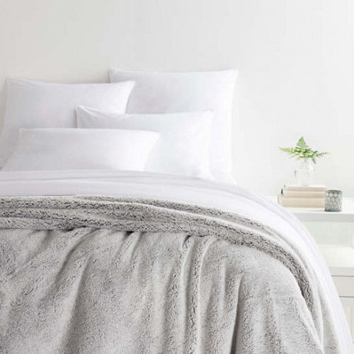 Pine Cone Hill Heathered Fleece Grey Blanket Twin 70" X 90 | Gracious Style