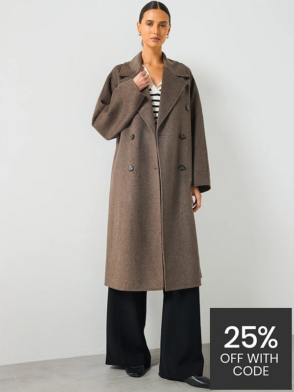 Mango Double Breasted Duster Coat - Grey | Very (UK)