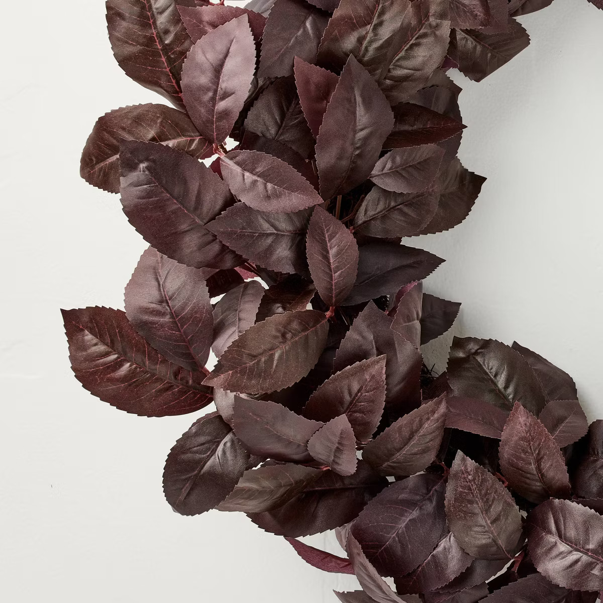 26" Black Plum Leaf Fall Wreath - Hearth & Hand™ with Magnolia | Target