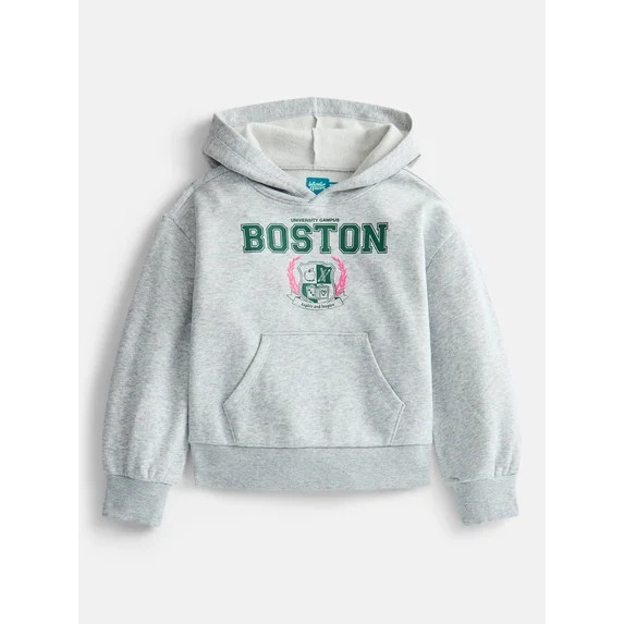 Wonder Nation Girls' Pullover Fleece Hoodie with Long Sleeves, Sizes 4-18 & Plus | Walmart (US)