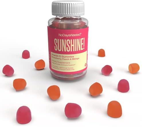 Vitamin D Sunshine Gummies - No Days Wasted - 60 Count - Vitamin D3 Gummy 1000 IU - Help Support Str | Amazon (US)